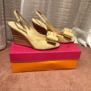 Kate Spade Beige Wedges with Rainbow Heel